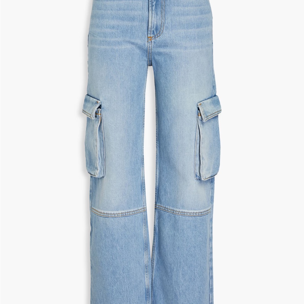 Sandro Light Blue Flare Cargo Jeans